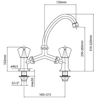 FAUCET HERMA  BRIDGE ΤΥΡΕ  SINK