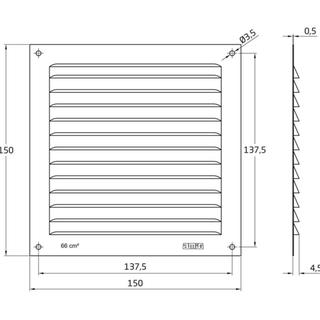 GRILL VENT 150Χ150 SILVER AMIG