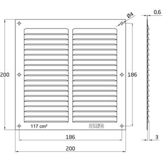 GRILL VENT 200Χ200 SILVER AMIG