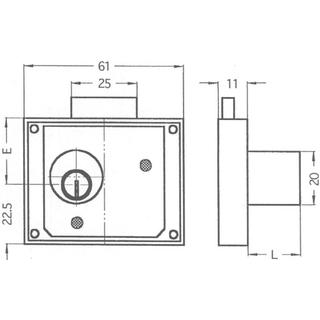 drawer lock CAS 231.25-30-35 (20x25)