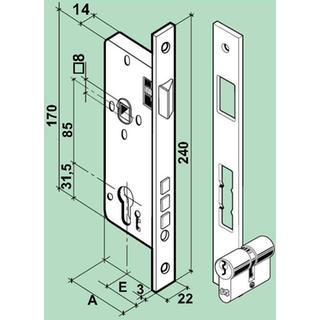 LOCK TRIAINA + CYLINDER 71