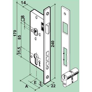 LOCK TRIAINA + CYLINDER 71