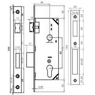 LOCK GEVY 45 + CYLINDER