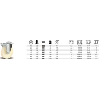 CASTORS  PROPYLENE SINGLE 80