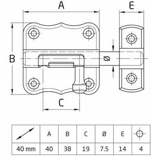 BARREL BOLT 384 NICKEL