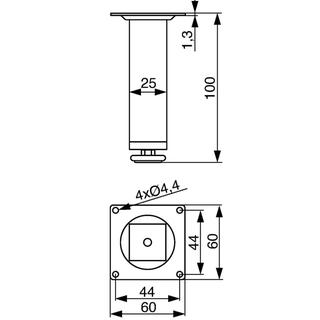 ΠΟΔΙΑ ΕΠΙΠΛΩΝ MS055 ΜΑΥΡΑ 100ΜΜ 25Χ25