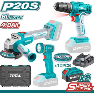 TOTAL Li-ion CORDLESS 3pcs COMPO KIT 20V / 4Ah (TCKLI2048)