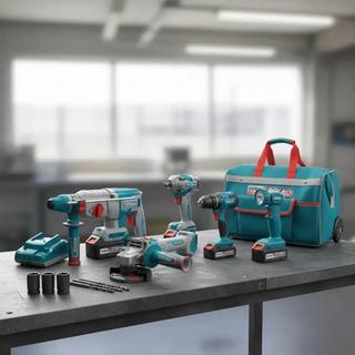 TOTAL PROFESSIONAL SET 5pcs BATTERY TOOLS Li-ion 20V / 4Ah / 2 BATTERIES BL Motor (TCKLI20592E)