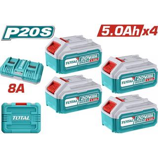 TOTAL ΕΠΑΓΓ. ΣΕΤ 4τεμ ΜΠΑΤΑΡΙΑ TFBLI2053 Li-ion 20V / 5Ah + 1τεμ ΤΑΧΥΦΟΡΤΙΣΤΗΣ TFCLI2082 (TFBCLI20285E)