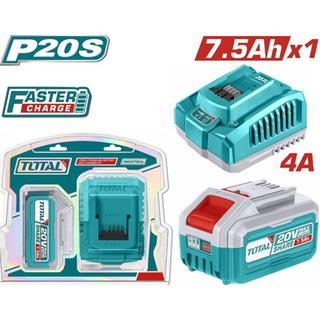 TOTAL ΕΠΑΓΓ. ΣΕΤ 1τεμ ΜΠΑΤΑΡΙΑ TFBLI2075 Li-ion 20V/7.5Ah + 1τεμ ΤΑΧΥΦΟΡΤΙΣΤΗΣ TFCLI20411E (TFBCPK1417E)