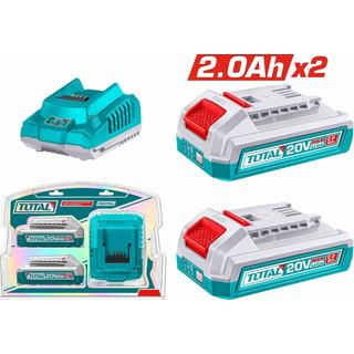TOTAL ΕΠΑΓΓ. ΣΕΤ 2τεμ ΜΠΑΤΑΡΙΑ TFBLI2001 Li-ion 20V / 2Ah + 1τεμ ΦΟΡΤΙΣΤΗΣ TFCLI2001E (TFBCPK2212E)
