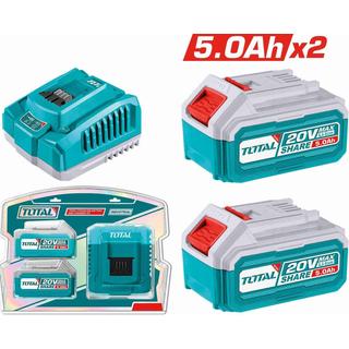 TOTAL ΕΠΑΓΓ. ΣΕΤ 2τεμ ΜΠΑΤΑΡΙΑ TFBLI2053 Li-ion 20V/5Ah + 1τεμ ΤΑΧΥΦΟΡΤΙΣΤΗΣ TFCLI20411E (TFBCPK2513E)