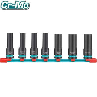 TOTAL PROFESSIONAL AIR SOCKET SET BLACK LONG HEX 1/2" 7 PCS (THKISD12073L)
