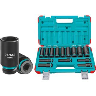 TOTAL PROFESSIONAL AIR SOCKET SET BLACK LONG HEX 1/2" 14 PCS (THKISD12143L)