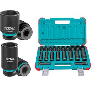 TOTAL PROFESSIONAL AIR SOCKET SET BLACK SHORT & LONG HEX 1/2" 20 PCS (THKISD12203L)