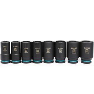 TOTAL PROFESSIONAL AIR SOCKET SET BLACK LONG HEX 3/4" 8 PCS (THKISD34082L)