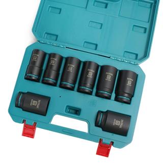TOTAL PROFESSIONAL AIR SOCKET SET BLACK LONG HEX 3/4" 8 PCS (THKISD34082L)