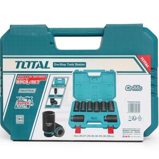 TOTAL PROFESSIONAL AIR SOCKET SET BLACK LONG HEX 3/4" 8 PCS (THKISD34082L)