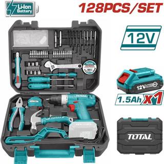 TOTAL SET CORDLESS DRILL Li-ion 12V 128PCS (THKTHP11282)