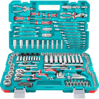 TOTAL PROFESSIONAL 1/4"-3/8"-1/2" SOCKET CASE & 156PCS HAND TOOLS (THKTHP21566)