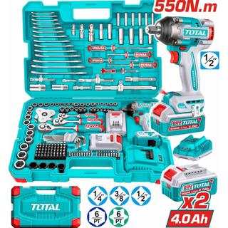 TOTAL ΕΠΑΓΓ. ΣΕΤ ΜΠΟΥΛΟΝΟΚΛΕΙΔΟ ΜΠΑΤΑΡΙΑΣ Li-ion 20V / 550Nm / 4Ah / 2 ΜΠΑΤ 172ΤΕΜ (THKTHP41728E)