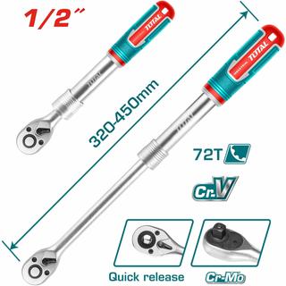 TOTAL PROFESSIONAL FOLDING RATCHET 1/2" / 72T (THT106128L)