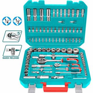 TOTAL PROFESSIONAL 1/4" & 1/2" SOCKET CASE 94PCS (THT421942)