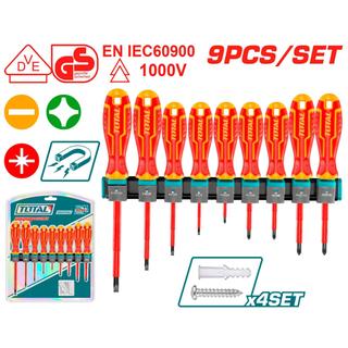 TOTAL PROFESSIONAL SET OF SCREWDRIVERS MAGNETIC VDE 1000V 9PCS (THTIS596)