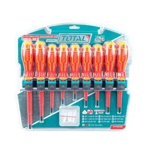 TOTAL PROFESSIONAL SET OF SCREWDRIVERS MAGNETIC VDE 1000V 9PCS (THTIS596)