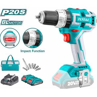 TOTAL Li-ion BRUSHLESS IMPACT DRILL 20V / 2Ah / 60Nm (TIDLI20608)