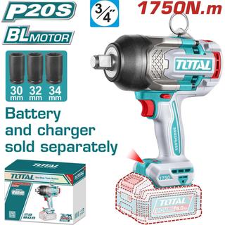 TOTAL ΕΠΑΓΓ. ΜΠΟΥΛΟΝΟΚΛΕΙΔΟ ΜΠΑΤΑΡΙΑΣ Li-ion 20V / 1750Nm ΧΩΡΙΣ ΜΠΑΤ & ΦΟΡΤΙΣΤΗ BL Motor (TIWLI201751)