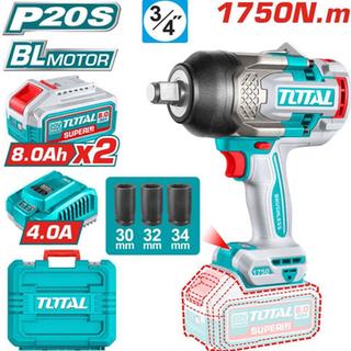 TOTAL ΕΠΑΓΓ. ΜΠΟΥΛΟΝΟΚΛΕΙΔΟ ΜΠΑΤΑΡΙΑΣ Li-ion 20V / 1750Nm / 8Ah / 2 ΜΠΑΤ BL Motor (TIWLI20175E)