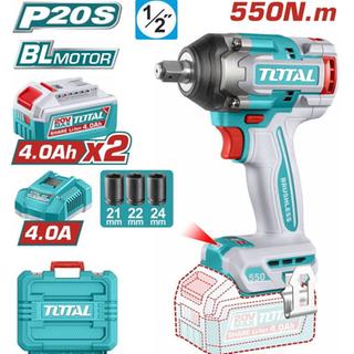 TOTAL ΕΠΑΓΓ. ΜΠΟΥΛΟΝΟΚΛΕΙΔΟ ΜΠΑΤΑΡΙΑΣ Li-ion 20V / 4Ah / 550Nm / 2 ΜΠΑΤΑΡΙΕΣ BL Motor (TIWLI2055E)