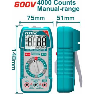 TOTAL ΕΠΑΓΓ. ΠΟΛΥΜΕΤΡΟ ΨΗΦΙΑΚΟ 600V True RMS με Μέτρηση AC/DC (TMT536002)