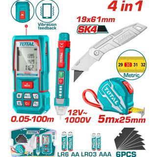 TOTAL ΕΠΑΓΓ. ΣΕΤ ΜΕΤΡΗΤΗΣ ΑΠΟΣΤ. LASER 100m 4 σε 1 (TOS250701M)