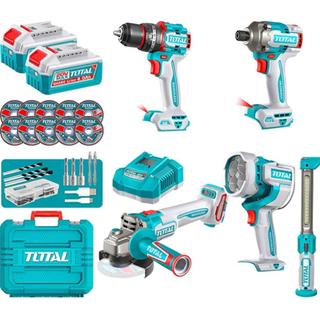 TOTAL PROFESSIONAL SET 5pcs Li-ion 20V / 4Ah / 2 BL Motor BATTERIES TOOL SET (TOSLI250692E)