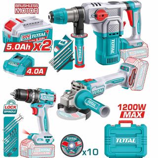 TOTAL PROFESSIONAL IMPACT DRILL + ANGLE WHEEL + PNEUMATIC PISTON BATTERY Li-ion 20V (TOSLI251195E)