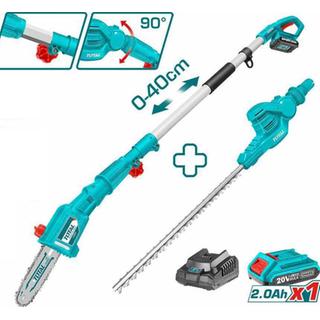 TOTAL Lithium-ion pole saw with pole hedge trimmer 20V (TPTS201681)