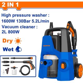 WADFOW 2σε1 ΠΛΥΣΤΙΚΟ ΝΕΡΟΥ 1.600W / 130 Bar / Brush motor & ΣΚΟΥΠΑ ΑΝΑΡΡΟΦ. 800W (WHP4A16)