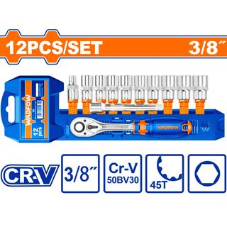 WADFOW ΣΕΤ ΚΑΡΥΔΑΚΙΑ ΜΕ ΚΑΣΤΑΝΙΑ 3/8" 12ΤΕΜ (WST3212)